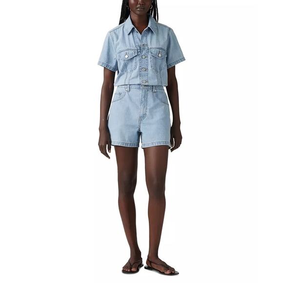 Levi's Women's Cotton Type III Denim Shorts Romper Medium - Picture 1 of 6